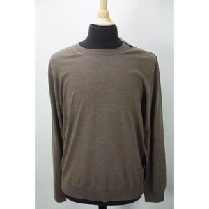 Isaia Napoli Brown Crewneck Extrafine Merino wool Sweater XXL 2XL NEW TAGS